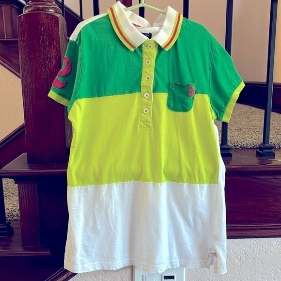 U.S. Polo Assn. Other - U.S. POLO ASSN. Boys Medium 100% Cotton Green & White Polo Preppy Short Sleeve